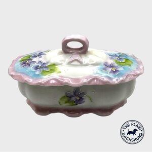 Vintage Floral Ceramic Trinket Box with Lid
